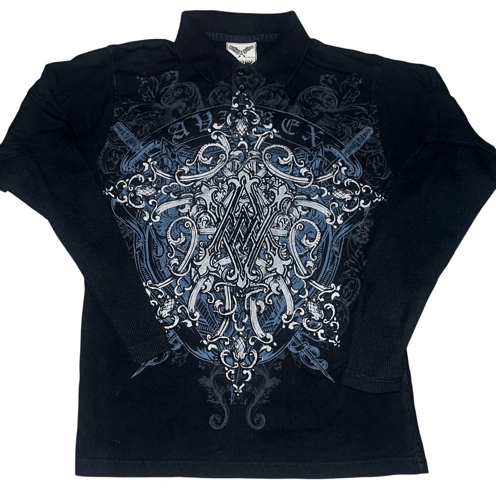 Y2K Vintage Avirex Long sleeve shirt/thermal Boys size 8-10 grunge skater hiphop